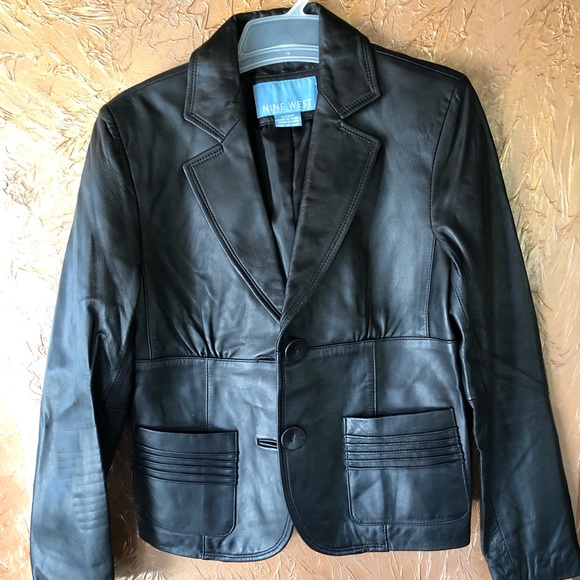 NINE WEST Black Leather Jacket size S